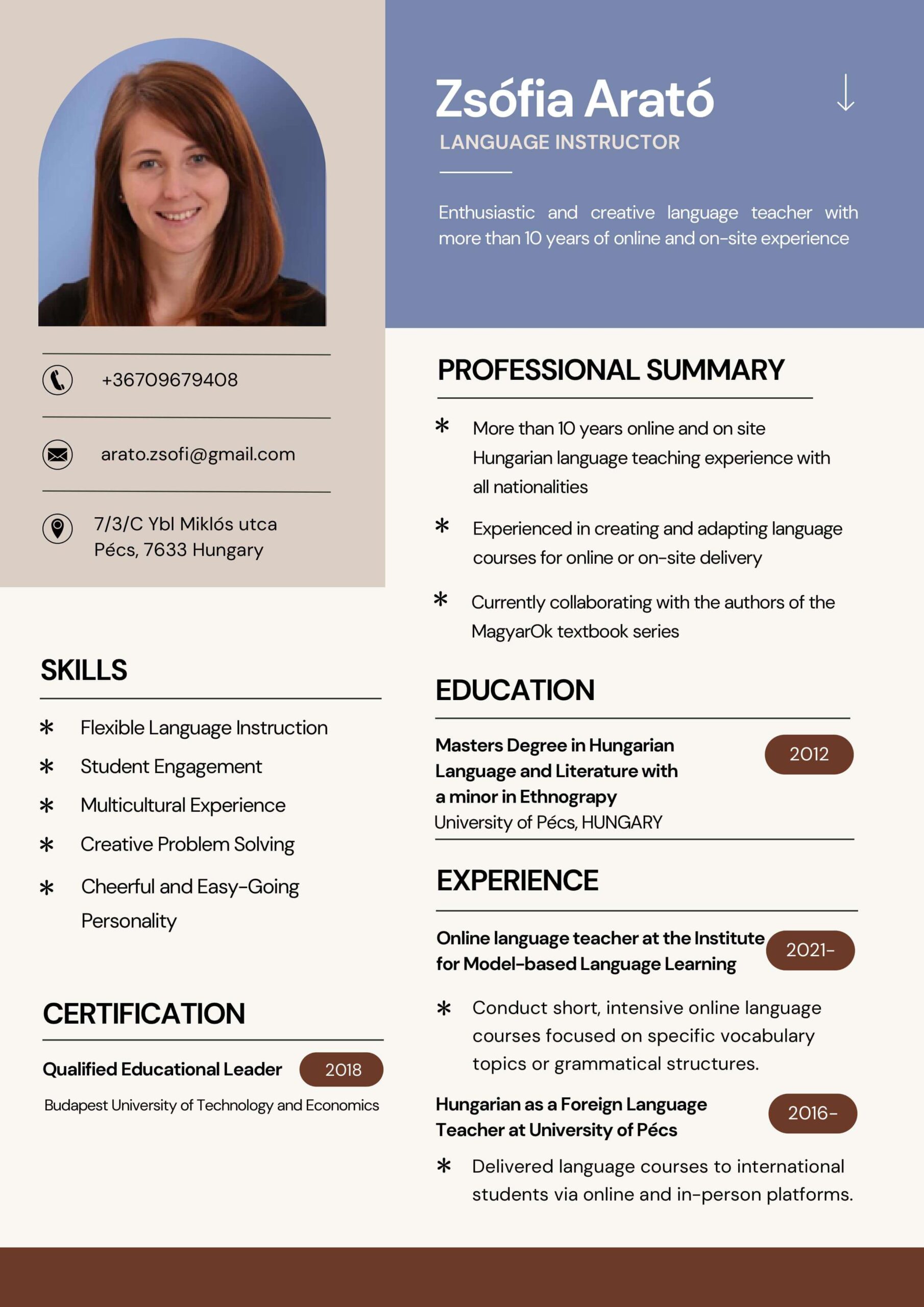 resume arato zsofia